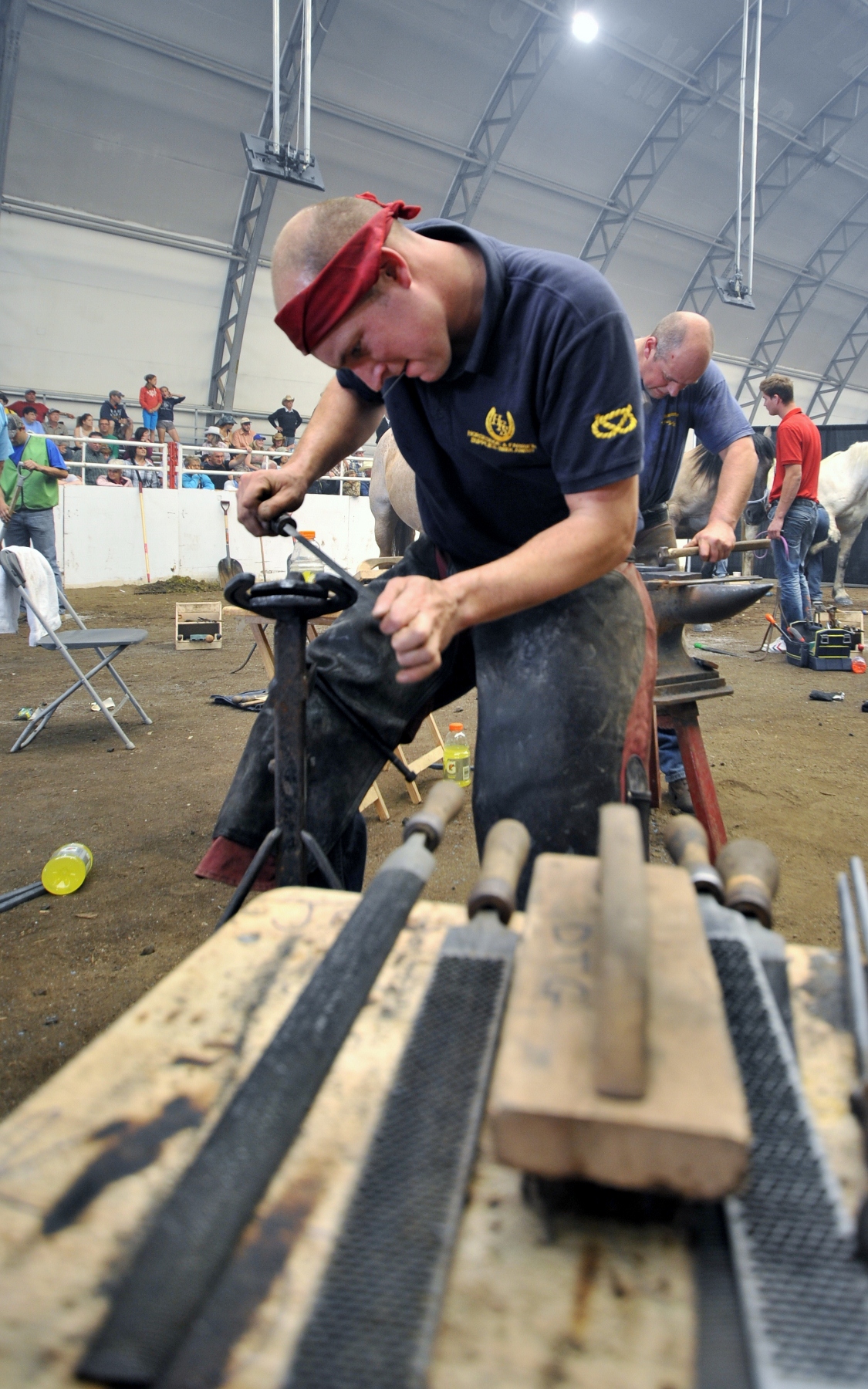 A total of 56 competitors from 13 countries around the world converged on the Calgary Stampede this weekend for the 32nd annual World Championship Blacksmiths’ Competition under the Big Top. A total of 56 competitors from 13 countries around the world converged on the Calgary Stampede this weekend for the 32nd annual World Championship Blacksmiths’ Competition under the Big Top.