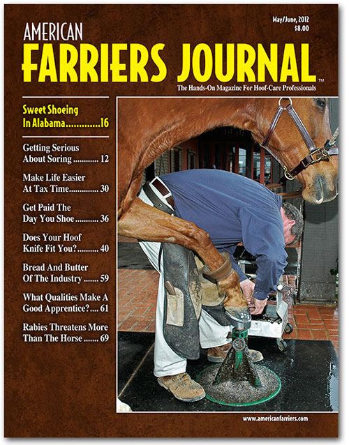 The May/June Issue of American Farriers Journal features the latest products for horseshoers and others who practice equine hoof care