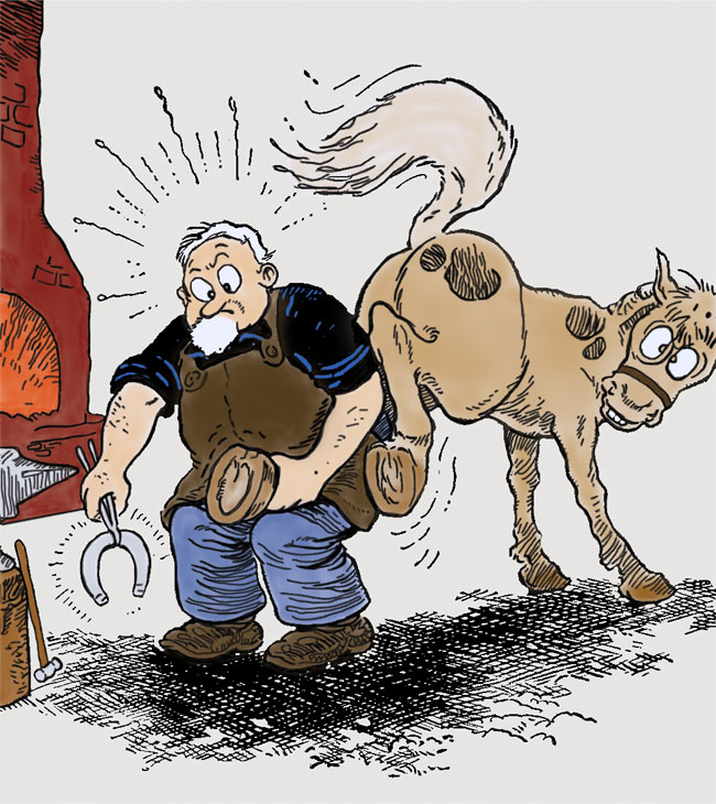 Farrier and horse