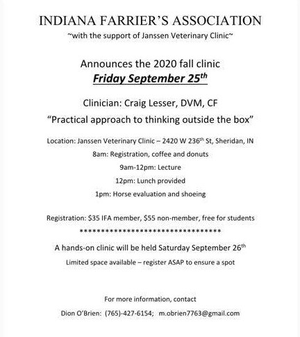 Indiana Farrier's Assn. Fall Clinic