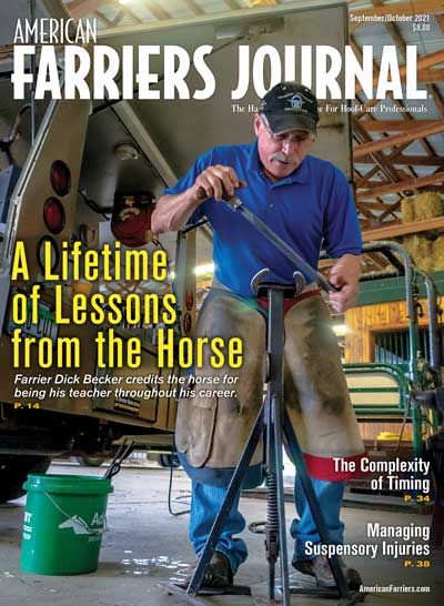 American Farriers Journal cover  September/October 2021 featuring Dick Becker