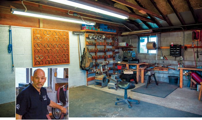 Steve Stanley inset and wide shot of his shop