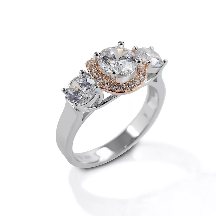 Kelly Herd Jewelry Three Stone Rose Gold Plated Horseshoe Ring_0322 copy